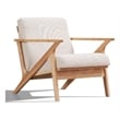 Pemberly Row Solid Wood and Fabric Upholstered Accent Armchair in Beige/Oak