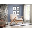 Pemberly Row Solid Wood and Fabric Upholstered Accent Armchair in Beige/Oak