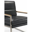 Pemberly Row Stainless Steel & Genuine Leather Accent Chair in Black