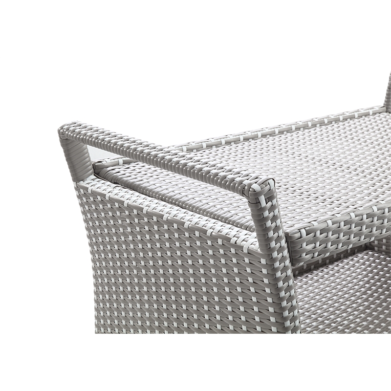 Pemberly Row Modern Outdoor Aluminum Wicker Bar Cart in Gray