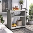 Pemberly Row Modern Outdoor Aluminum Wicker Bar Cart in Gray