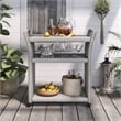 Pemberly Row Modern Outdoor Aluminum Wicker Bar Cart in Gray