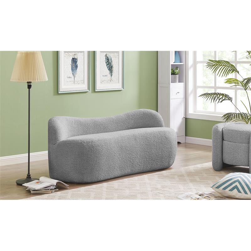 Pemberly Row Modern / Contemporary Gray Finish Finish Boucle Fabric Bench