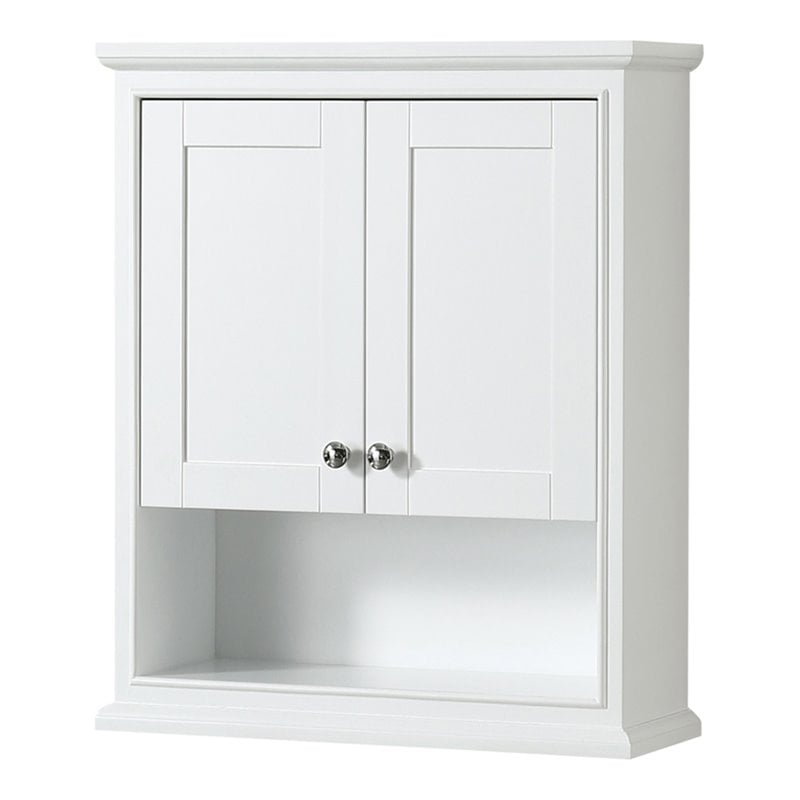 Pemberly Row Wood Bathroom Wall-Mounted Storage Cabinet in White