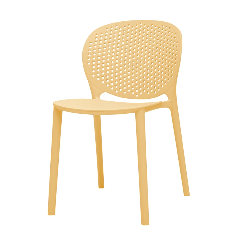 Pemberly Row Mid-Century Plastic Kids Side Chair Yellow Set of 4