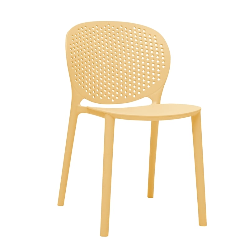 Pemberly Row Mid-Century Plastic Kids Side Chair Yellow Set of 4