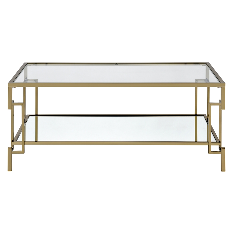 Pemberly Row Modern Metal 1-Shelf Coffee Table in Gold Champagne