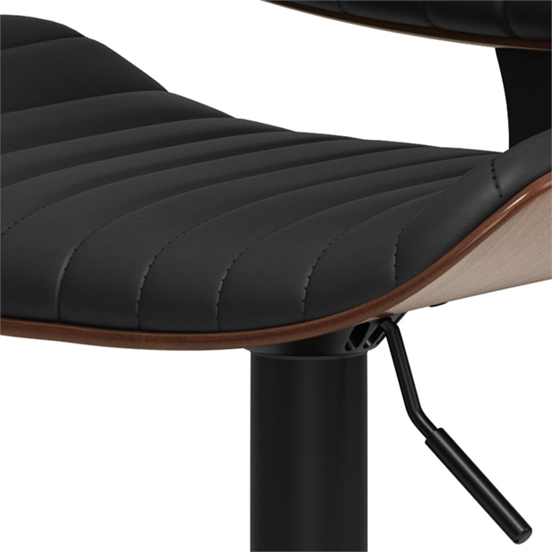 Pemberly Row Mid Century Modern Adjustable Bar Stool in Black Faux Leather