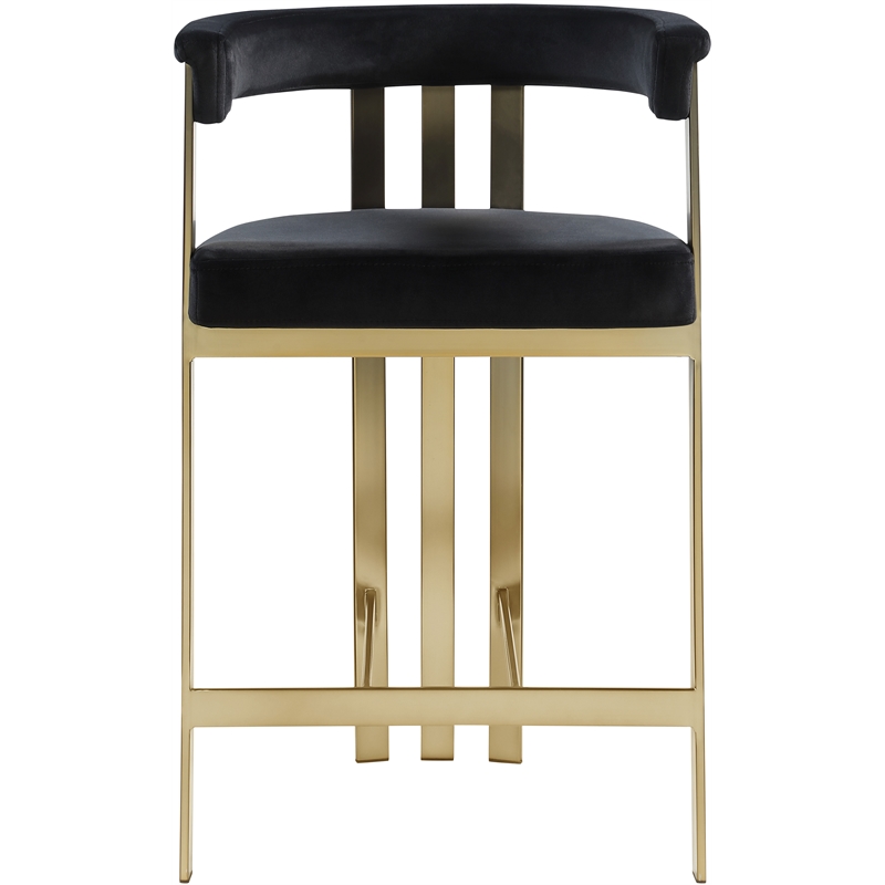Pemberly Row Contemporary Black Velvet Counter Stool (Set of 2)