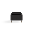 Pemberly Row Contemporary Lounge Chair Resi Wooden Feet Black Leather