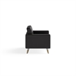 Pemberly Row Contemporary Lounge Chair Resi Wooden Feet Black Leather