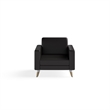 Pemberly Row Contemporary Lounge Chair Resi Wooden Feet Black Leather