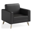 Pemberly Row Contemporary Lounge Chair Resi Wooden Feet Black Leather