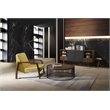 Pemberly Row Solid Wood & Fabric Accent Chair in Yellow/Walnut