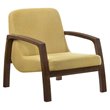 Pemberly Row Solid Wood & Fabric Accent Chair in Yellow/Walnut