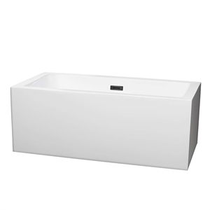 Pemberly Row 59.5&quot Acrylic Freestanding Bathtub in Black/White