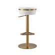 Pemberly Row Modern White and Gold Vegan Leather Adjustable Stool