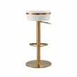 Pemberly Row Modern White and Gold Vegan Leather Adjustable Stool