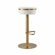 Pemberly Row Modern White and Gold Vegan Leather Adjustable Stool