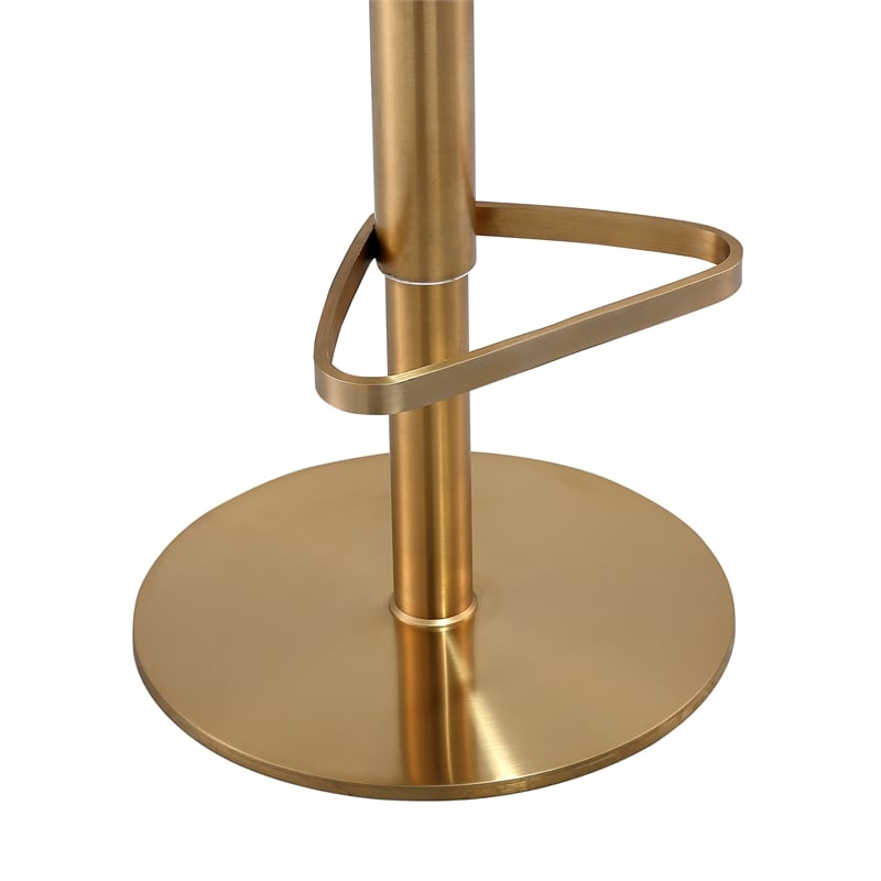 Pemberly Row Modern White and Gold Vegan Leather Adjustable Stool