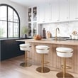 Pemberly Row Modern White and Gold Vegan Leather Adjustable Stool