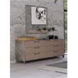 Pemberly Row 6-Drawer Faux Concrete & Stainless Steel Dresser in Oak Brown