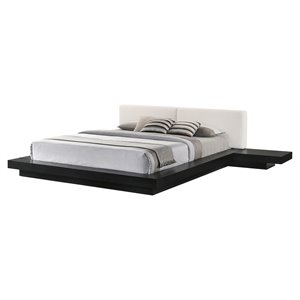 Pemberly Row 137x92&quot Contemporary Wood Eastern King Bed in Black/White