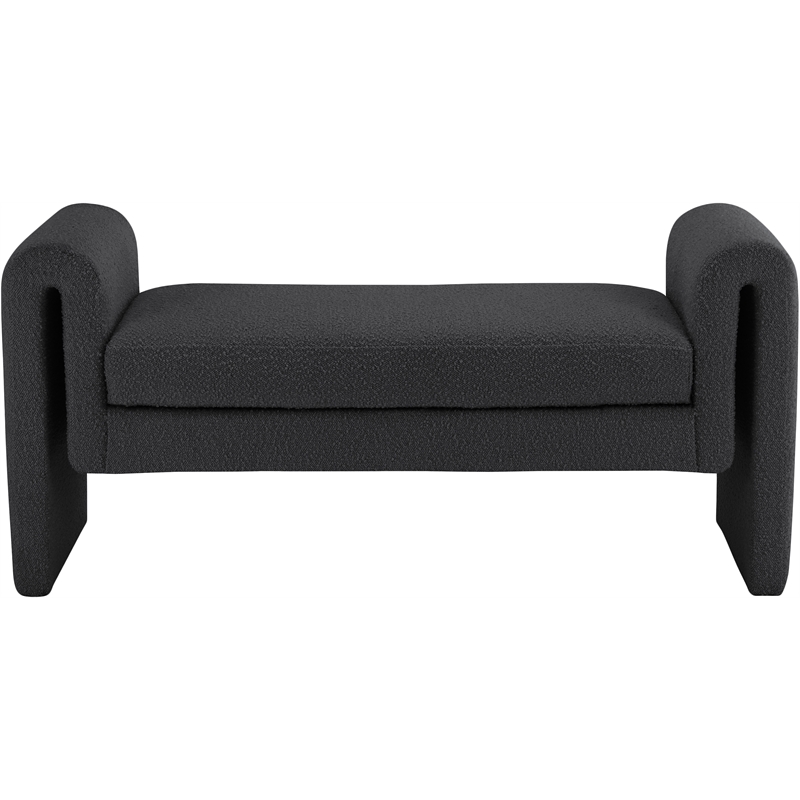 Pemberly Row Modern / Contemporary Black Finish Fabric Bench