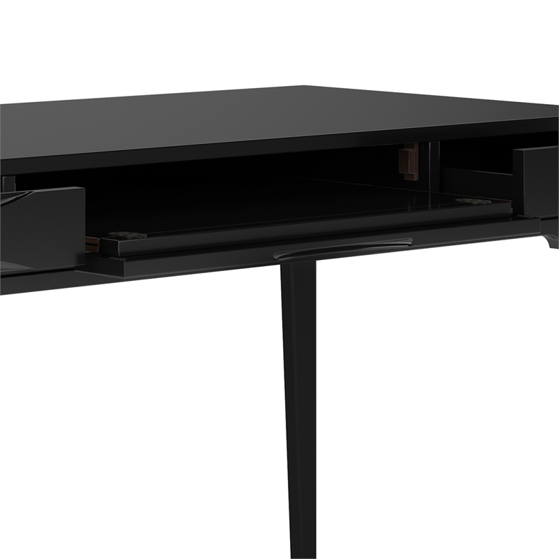 Pemberly Row SOLID HARDWOOD Mid Century Modern 60 inch Wide Desk in Black