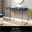 Pemberly Row Contemporary Faux Shagreen Console Table Navy/Chrome