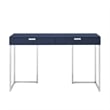 Pemberly Row Contemporary Faux Shagreen Console Table Navy/Chrome