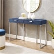 Pemberly Row Contemporary Faux Shagreen Console Table Navy/Chrome