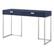 Pemberly Row Contemporary Faux Shagreen Console Table Navy/Chrome