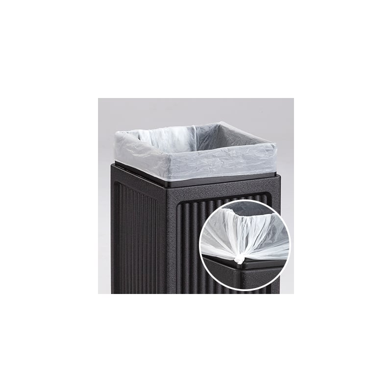 Pemberly Row Indoor/Outdoor Black Trash Cans w/ Recessed Panel Receptacles