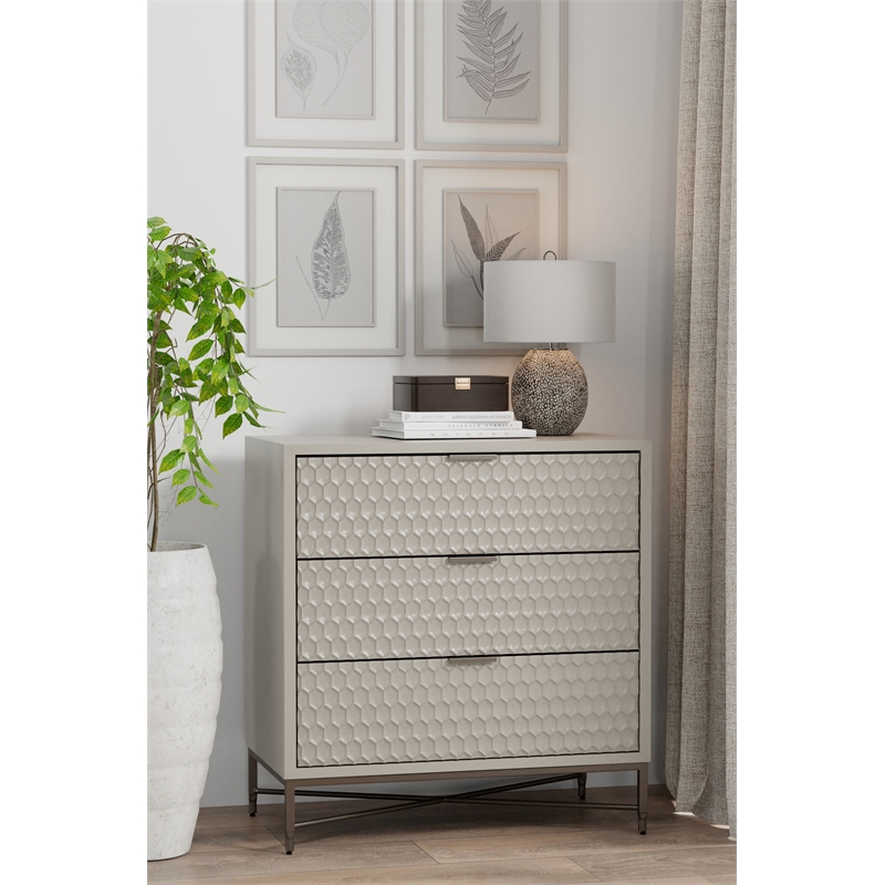 Pemberly Row Modern / Contemporary 3 Drawer Small Chest in Taupe