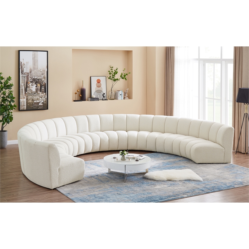 Pemberly Row Modern Cream Boucle Fabric 8pc. Modular Sectional