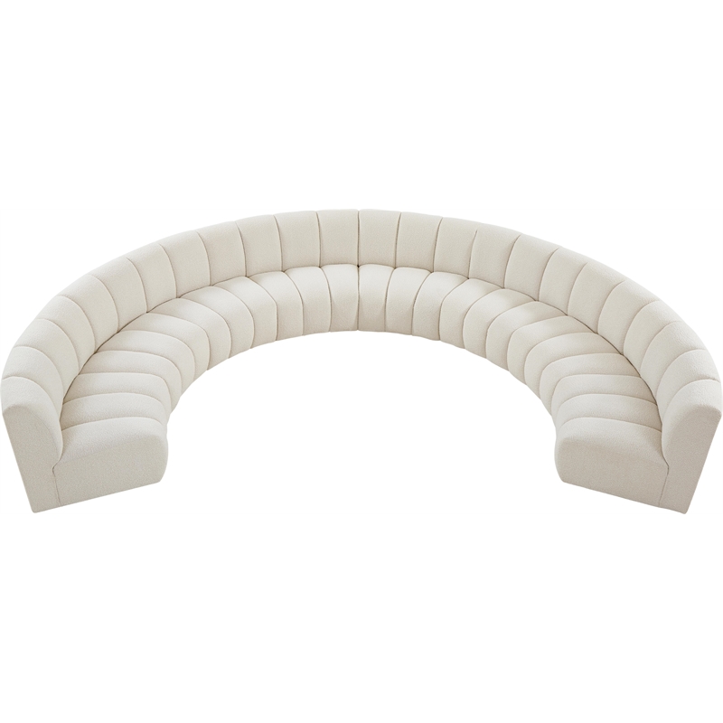 Pemberly Row Modern Cream Boucle Fabric 8pc. Modular Sectional