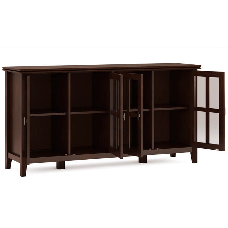 Pemberly Row SOLID WOOD 66 inch Wide Wide 4 Door Storage Cabinet in Russet Brown