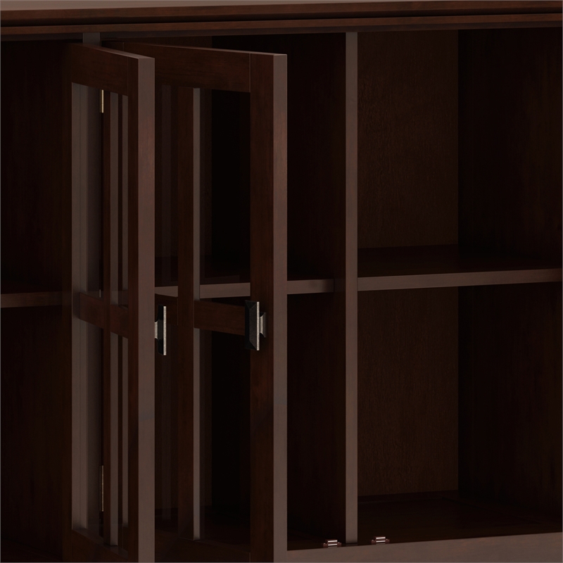Pemberly Row SOLID WOOD 66 inch Wide Wide 4 Door Storage Cabinet in Russet Brown
