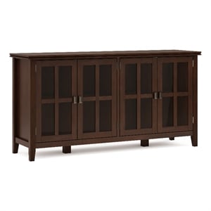 pemberly row solid wood 66 inch wide wide 4 door storage cabinet in russet brown