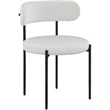 Pemberly Row Cream Vegan Leather and Boucle Fabric Dining Chair