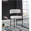 Pemberly Row Cream Vegan Leather and Boucle Fabric Dining Chair