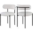 Pemberly Row Cream Vegan Leather and Boucle Fabric Dining Chair