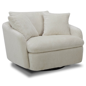 Pemberly Row Fabric Upholstered Swivel Chair with 2 Toss Pillows - Sand