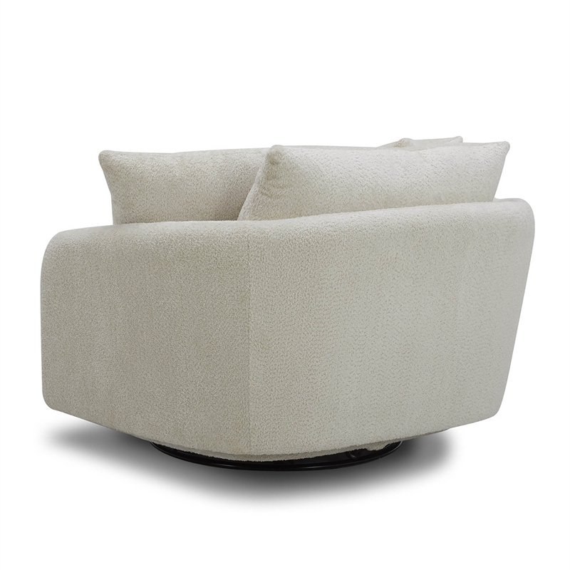 Pemberly Row Fabric Upholstered Swivel Chair with 2 Toss Pillows - Sand