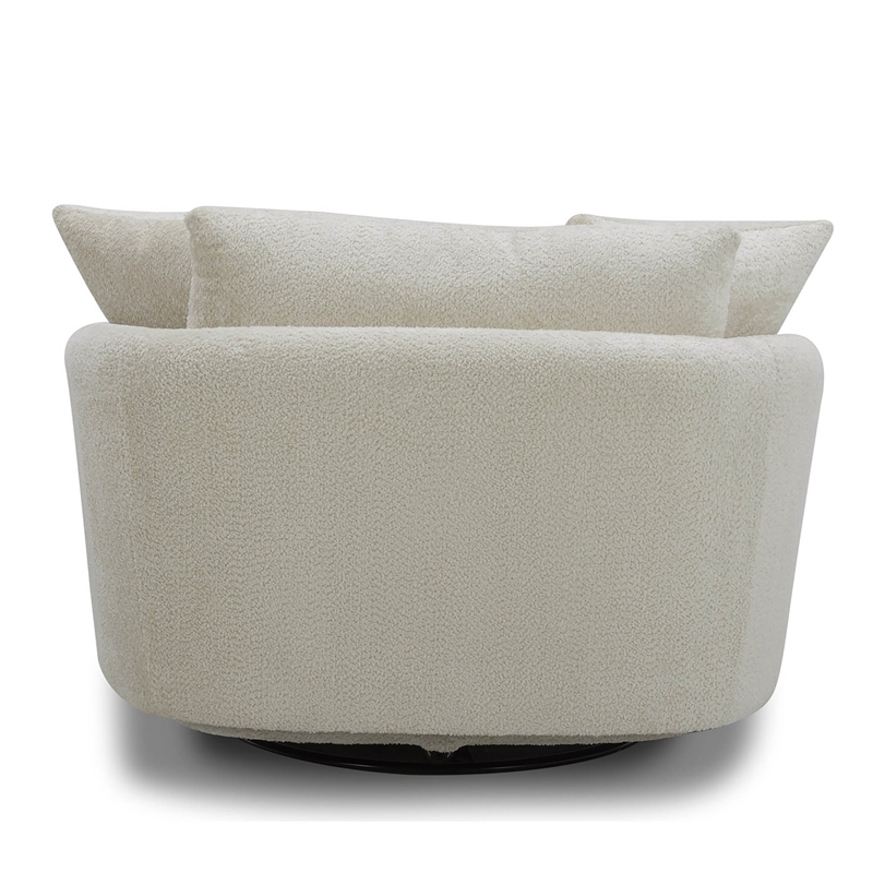 Pemberly Row Fabric Upholstered Swivel Chair with 2 Toss Pillows - Sand