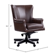 Pemberly Row Leather Swivel Desk Chair in Verona Brown Finish