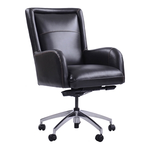 Pemberly Row Modern Leather Swivel Desk Chair in Verona Blackberry