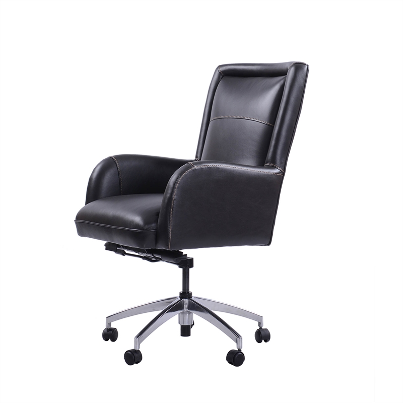 Pemberly Row Modern Leather Swivel Desk Chair in Verona Blackberry