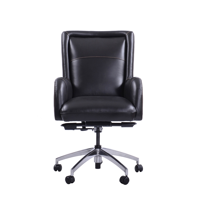 Pemberly Row Modern Leather Swivel Desk Chair in Verona Blackberry